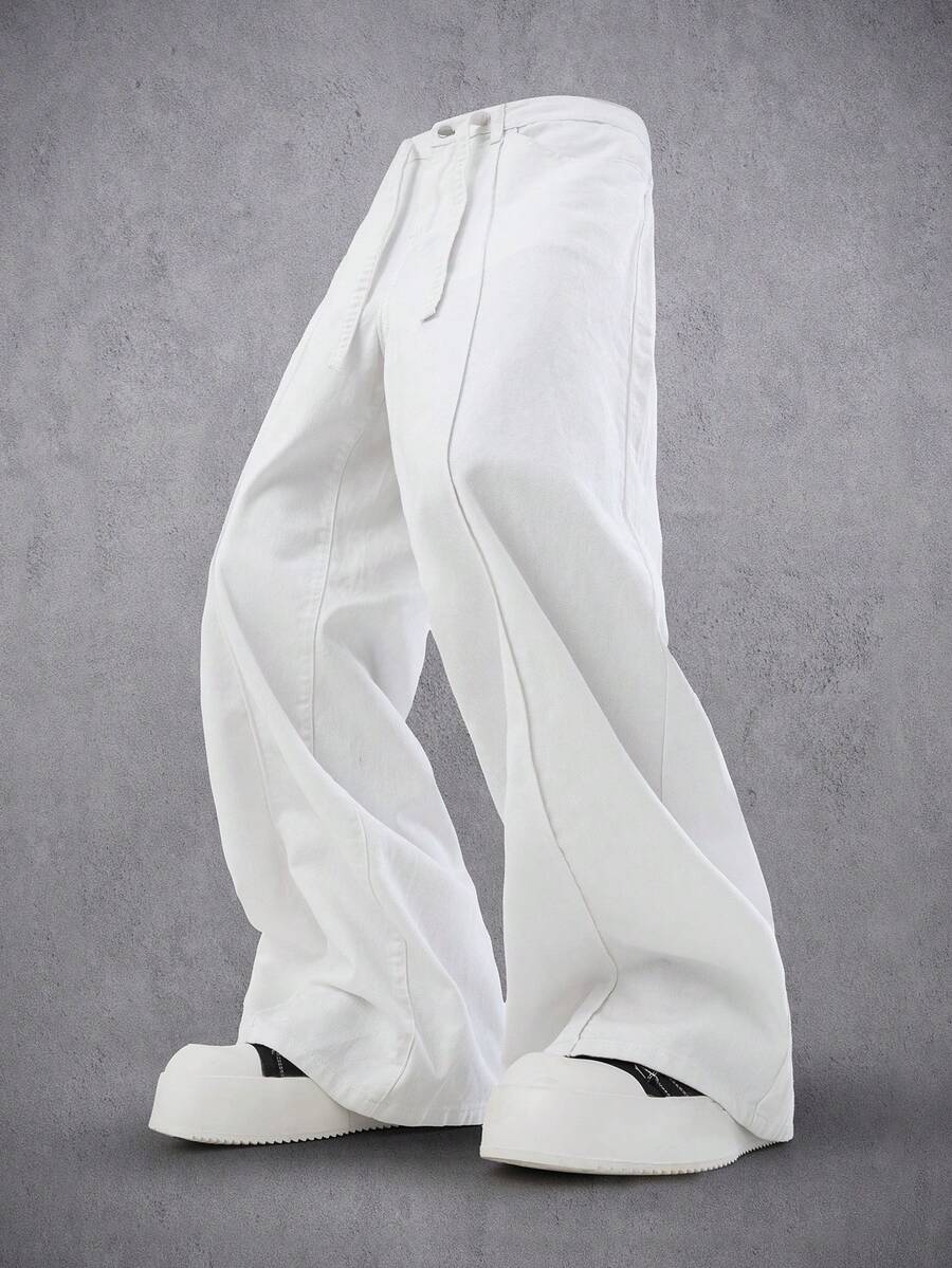 Manfinity Denimwave 男士深灰色水洗宽松休闲短款牛仔经典夹克,适合外出、休闲、大学校园、街头或工作场合穿着。 - 白色 - 查看 1