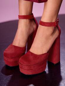 CUCCOO LuxiPop 亮面漆皮高跟鞋，优雅高跟鞋，适合音乐节、万圣节、圣诞节、派对、夜总会等场合。 - 酒紅色 - 查看 5