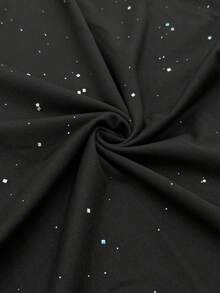 Rafferiza Damen Maxikleid mit hohem Kragen, Pailletten-Mesh, Schlitz, Trompetenärmel, taillierter Passform und Fischschwanz-Saum