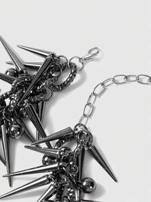 ROMWE Goth 1 件时尚奢华哥特式朋克别致 Y2K 精致尖刺多层颈链，女士日常佩戴和节日派对珠宝