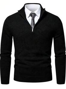 Manfinity Mode Men 1pc Zip Front Jumper Without Shirt - Black - View 3