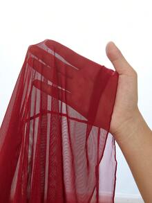 Slumberist 女式纯色荷叶边吊带睡袍 - 酒紅色 - 查看 8