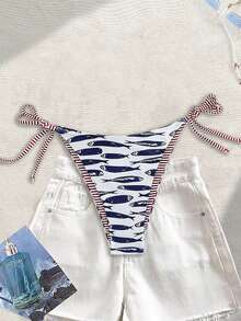 Swim Vcay 时尚甜美肩部系带侧蝴蝶结无钢圈可拆卸衬垫沙滩机场性感女士比基尼泳裤 - 彩色 - 查看 3