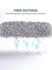 1pc Microfiber Duster, Extendable Feather Duster (Stainless Steel) 25 To 56 Inches, Reusable Bendable Dusters, Washable Dusters For Cleaning Ceiling Fan, High Ceiling, Blinds, Furniture, Cars - Grey - View 4