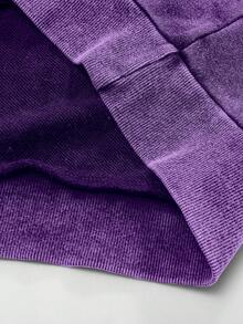 ROMWE MEN Spring Casual Graphic Snowflake Gothic Print Hooded Sweatshirt For Men, No Pocket, Long Sleeve Top - Purple - View 6