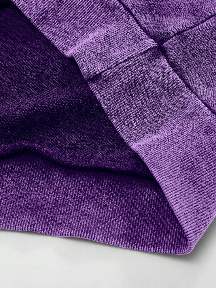 ROMWE MEN Spring Casual Graphic Snowflake Gothic Print Hooded Sweatshirt For Men, No Pocket, Long Sleeve Top - Purple - View 6