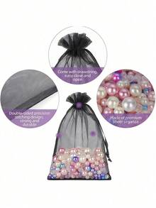 20/50/100 pièces Sac en organza de 9 cm x 12 cm pour l'emballage de bijoux, sac cadeau à cordon, sac de rangement de voyage pour les cosmétiques et les produits de soins de la peau, convient pour les mariages, les fêtes d'anniversaire, les sacs cadeaux de bijoux