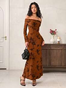 EastFlair Women's Floral Print Off Shoulder Long Dress - Multicolor - View 1