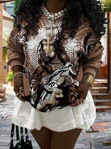 Rovax Bendíceme, protégeme Señora María Sudadera de otoño e invierno - Marrón - Ver 3