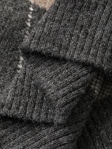 Livesso Damen Lässiger Off-Shoulder Karomuster Pullover, Herbst/Winter