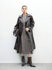 CUCCOO BIZCHIC Pointed-Toe Stiletto Boots | Bronze Buckle Strap Detail | Smooth Leather-Look | Leg-Lengthening Mid-Calf | 2 Pairs, Premium Synthetic - Brown - View 6