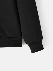 TEENAGE MUTANT NINJA TURTLES | SHEIN 青少年男孩休闲图案印花连帽运动衫，秋冬 - 黑色 - 查看 4