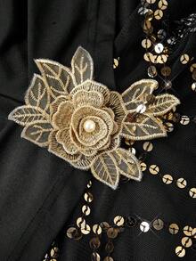 Ellevyn Curvy Plus Size Women's Christmas And New Yearshink Tassel Sequins Patchwork Ruffled Elegant Long Sleeve Waist Hip Dress, High Stretch Knit Fabric,Wrap Dress,Black Formal Dress For Women,Elegant Dress,Fall Clothes For Women,Winter Clothes For Women ,Autumn, Winter Outfit For Women,Night Out, , Old Money Style Women,Suitable For Multiple Occasions,Christmas And New Year ,Christmas,Winter Dresses For Women ,Fall Wedding Guest Dress, Homecoming Dress ,Hoco Dressses, Date Night Outfits Women,Going Out Dress, Wedding Guest Dress Women,Mother Of The Bride Dresses For Wedding, Formal Dresses For Wedding Guest,Dresses For Wedding Event , Fall Wedding Guest Dress,Wedding Guest Dress Elegant, Civil,Party,2025 New,Elegant Party Dress, Party Dress ,Chic Dress ,Women's Formal Wear ,Christmas Valentine's Day Outfit - Black - View 4