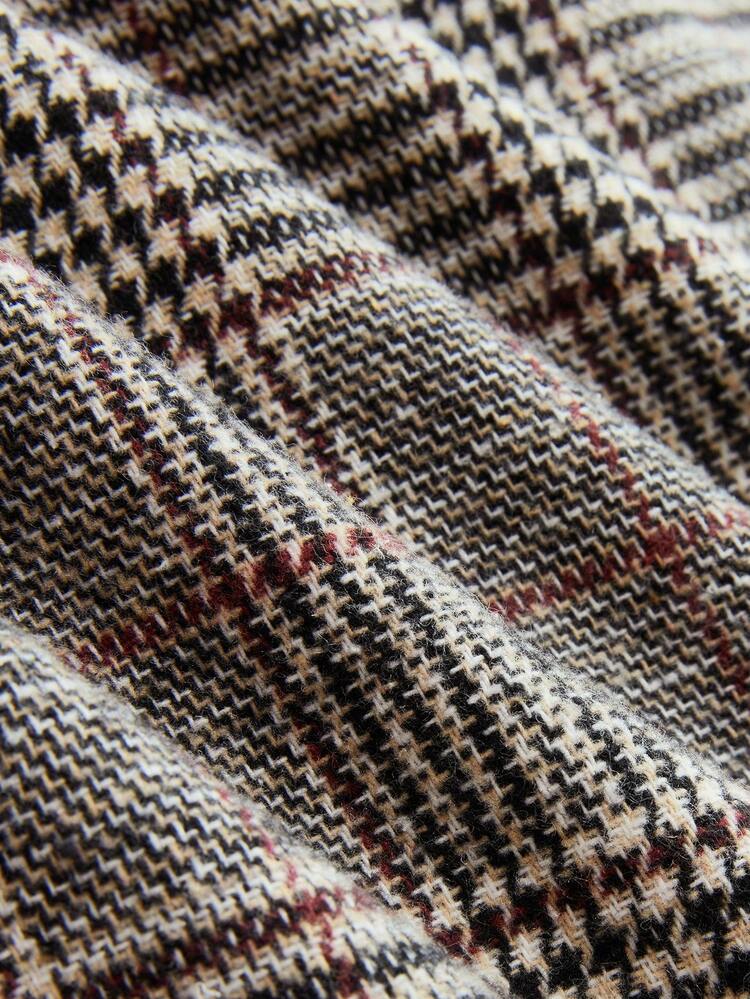 SHEIN Tall CURVE Plus Size Women Casual Warm Plaid A-Line Skirt With Slit, Autumn/Winter - Brown - View 8