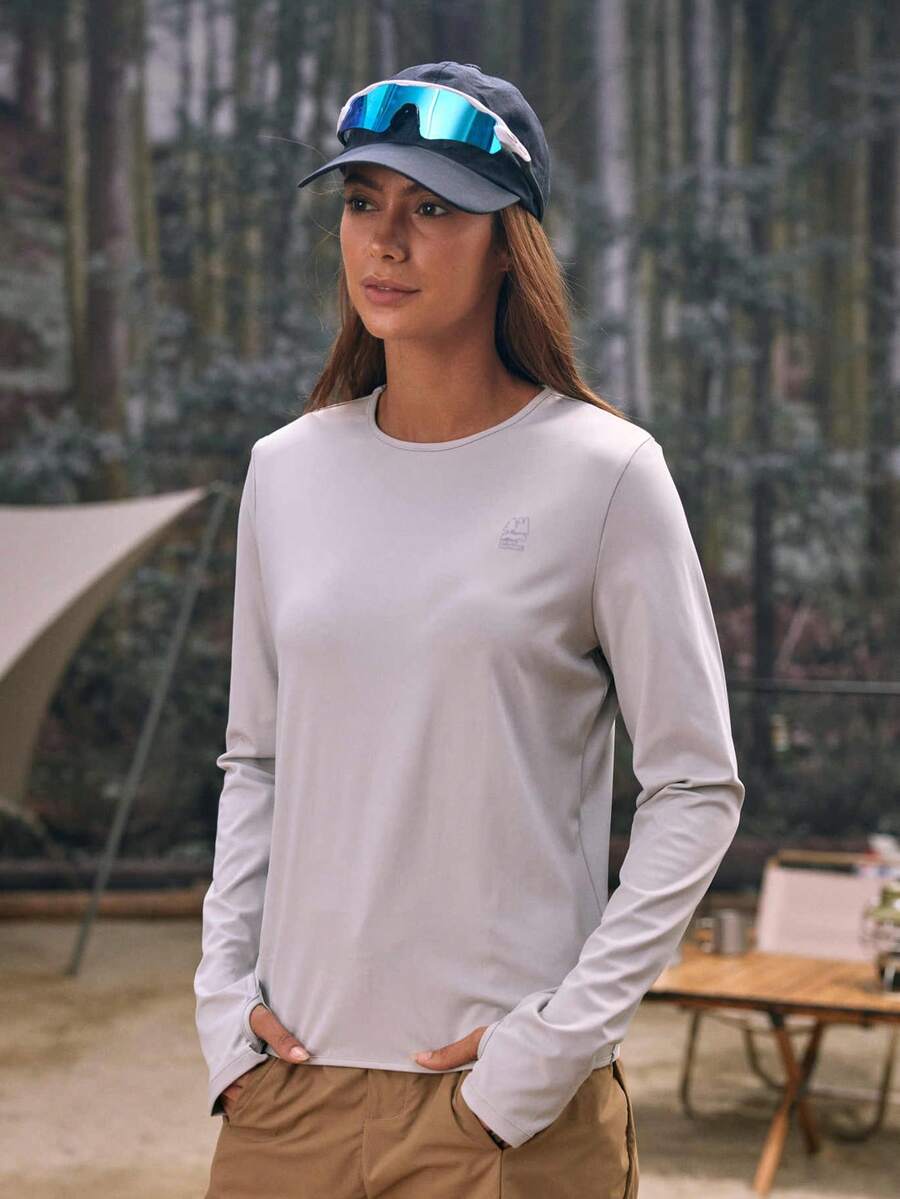 In My Nature Women's Round Neck Raglan Sleeve Casual Loose Versatile Outdoor T-Shirt - Grey - View 1
