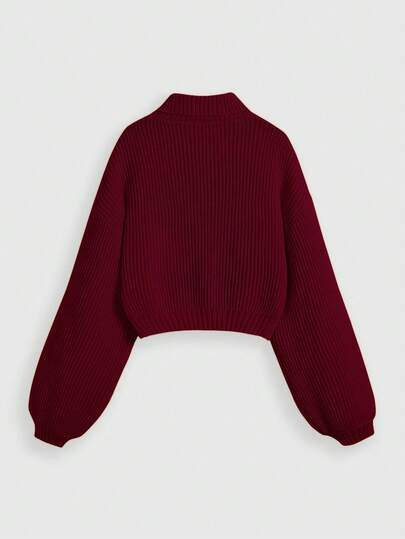 Fairycore Suéter holgado de cuello alto con bordado de cerezos y mangas farol para mujer talla grande, estilo Mori Girl