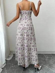 Arcane Artistry Váy không tay họa tiết hoa giản dị cho kỳ nghỉ - Màu tím - Xem 2