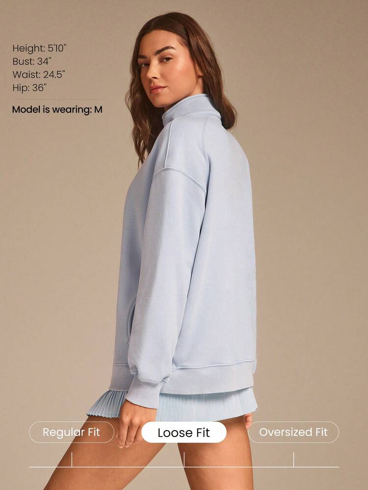 Moletom com Zíper Parcial Relaxado, Confortável, Macio e Quente, Lavagem Ácida, para Uso Casual Diário, Outono e Inverno