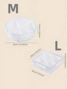 Multi-Grid White Food Storage Box, Simple Square Shaped Food Box For Kitchen,Snack Plate, Dried Fruit Box, Living Room Fruit Plate, Transparent Compartment Fruit And Vegetable Storage Box, Multi-Functional Fresh-Keeping Box - White - View 4