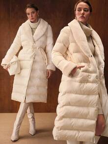 MOTF PREMIUM ÁO KHOÁC MÙA ĐÔNG CÓ THẮT LƯNG LÔNG GIẢ TƯƠNG PHẢN - Màu Hồng baby - Xem 8