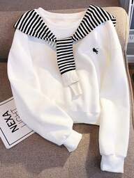 Resyla קז'ואל נשים רפוי פשוט צווארון עגול שרוולים ארוכים סווטשירט סתיו