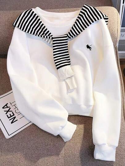 Resyla Women's Casual Loose Simple Round Neck Long Sleeve Sweatshirt Pullover Fall