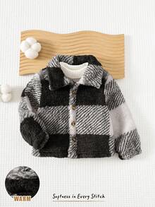 Cozy Pixies Babyjacke für Jungen, bunt, kariert, langärmelig, warm gefüttert, dick, gestrickt - Schwarz - Übersicht 4