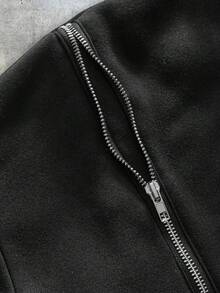 AXEPEAK 男士落肩长袖休闲连帽拉链卫衣 - 黑色 - 查看 5