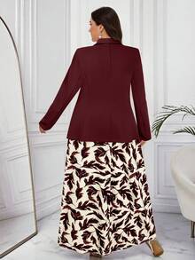 Modelyn Bộ váy 2 mảnh in họa tiết thanh lịch dành cho nữ cỡ lớn - Màu Đỏ Sâu - Xem 2