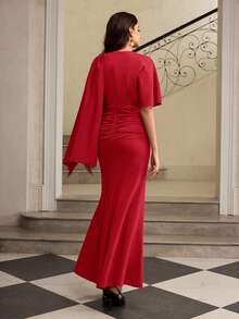 ZEYLAH Váy xòe nhún bèo thanh lịch dành cho nữ - Đỏ - Xem 3