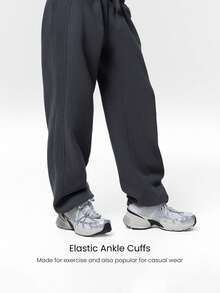 GLOWMODE 30" Everyday Fleece Be Comfy Oversized Fit Adjustable Drawstring Waist Basic Joggers With Side Pockets Daily Casual - Iron Gray - View 3