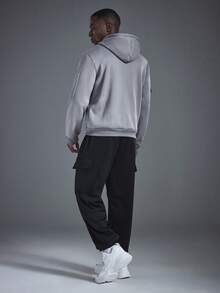 Driftmere Men's Casual Half-Zip Hoodie Sweatshirt And Cargo Pants Set, Fashionable Outdoor Suit, Gym/Training/Running/Fitness Hoodie, Quarter Zip Hoodies Sweatshirt, Daily Casual Spring To Summer - Light Grey - View 2