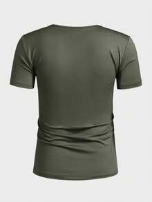 Manfinity VCAY Men's Knitted Casual Loose Solid Color Short Sleeve T-Shirt - Black - View 10