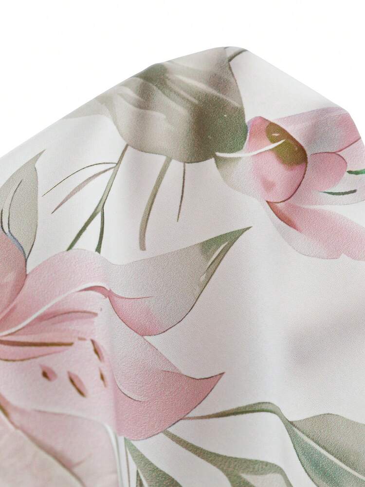 Plus Size Summer Casual Floral Print Shirt And Pants 2 Pieces Set Blouse And Pants Set Summer Outfit For Women Summer Clothes,Flower/Vacation/Spring