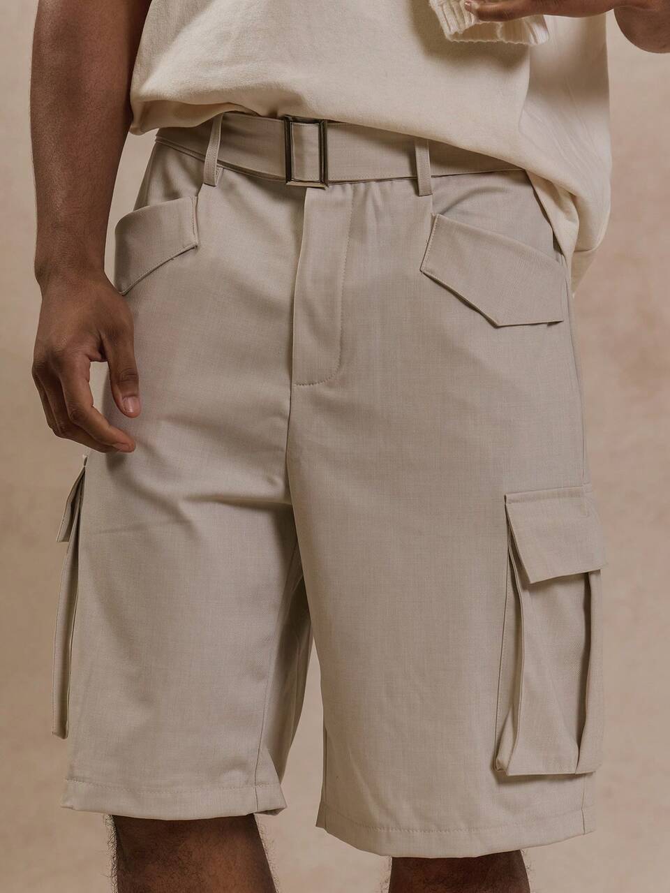 Tailored Belted Pocket Detail Shorts Summer Smart Streetstyle