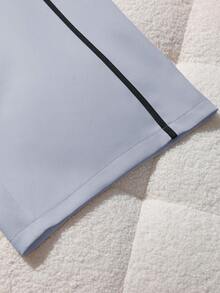 GlowEve CURVE 大码女式休闲撞色滚边直筒裤 - 淺藍色 - 查看 6