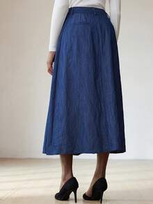 Aveloria Modichic Fashionable Design Sense Slimming Versatile Denim Effect Women Skirt - Blue - View 2