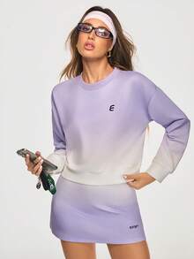 Eassivo Eassivo 女士渐变色落肩长袖休闲套头卫衣 - 紫色 - 查看 1