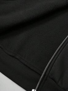 TOKVUE Set di felpa con cappuccio basic con doppia tasca e doppia zip e pantaloni larghi a gamba ampia, stile di strada popolare, adatto per uso quotidiano, regalo per fidanzato/marito, anniversario, outfit nero, per l'inverno - nero - Visualizzare 6