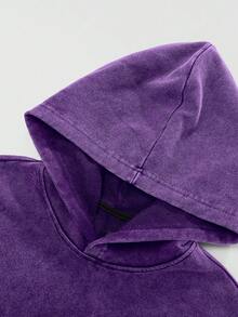 ROMWE MEN Spring Casual Graphic Snowflake Gothic Print Hooded Sweatshirt For Men, No Pocket, Long Sleeve Top - Purple - View 4