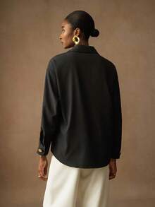 Vesra Camisa de manga larga con botones y estampado floral de unicolor para mujer