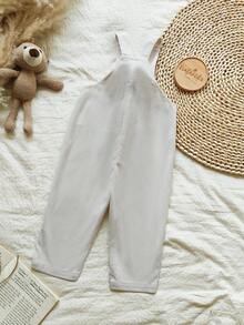 Vintaside Kids Baby Boy Spring & Autumn Sleeveless Fashionable Versatile Cute Bear Printed Jumpsuit, Suitable For Outdoor, Camping, Vacation Or Christmas Wear - White - View 2