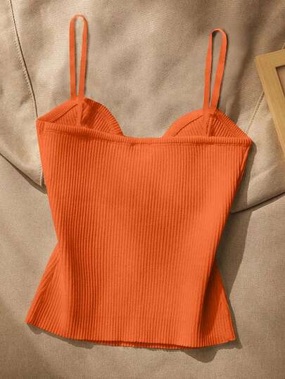 INAWLY Plus Size Women Fashionable Sexy Solid Color Camisole Knit Top