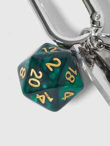 ROMWE Kawaii 1pc Unisex Creative Cartoon Dice Keychain Metal Playing Card Pendant Fashionable Bag Charm Cross - Multicolor - View 3