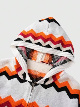 Street Life Men's Striped Jacquard Hooded Cardigan Sweater