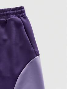 ROMWE MEN Prep Men's Knit Minimalist Collegiate Sports Wide Leg Pants - Black - View 5