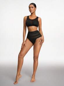 SHAPORA 2pcs Women's Slim Fit Breathable Shapewear Set - Black - View 5