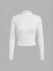 SHEIN EZwear 3pcs/Set Women Casual Mock Neck Slim Fit Long Sleeve T-Shirt Set, Suitable For Autumn/Winter, Layering, Versatile - Multicolor - View 3