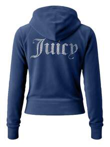 Juicy Couture Women's Full Zip Hoodie Navy - Navy Blue - View 5