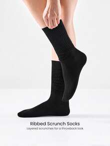 GLOWMODE Tất hỗ trợ hàng ngày bằng vải cotton pha mềm mại ấm áp - Dark Black - Xem 3